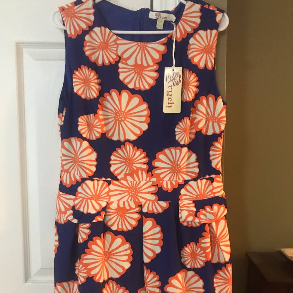 Clemson colors Boutique romper. Bluish purple/Orange/white. Large